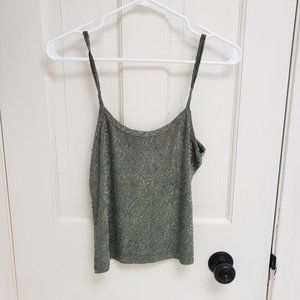 Vintage Y2K Accomplice Sage Green Floral Tank Top • Textured Flower Fairycore L